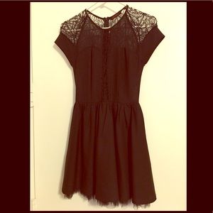 Black Lace and Tulle Shift Dress